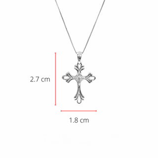Colgante de cruz de diamantes de 0,06 quilates en oro blanco de 10 quilates, 18"