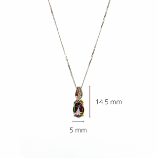10K White and Rose Gold 1.00cttw Mystic Topaz & 0.012cttw Diamond Pendant, 18"