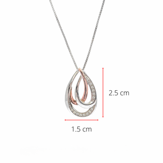 Colgante de plata y oro rosa de 10 quilates con diamantes de 0,08 quilates, 18"