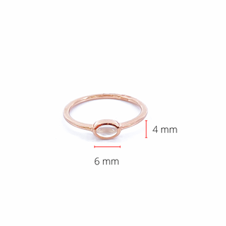 Anillo de piedra lunar genuina de oro rosa de 10 quilates de 0,25 quilates, tamaño 6,5
