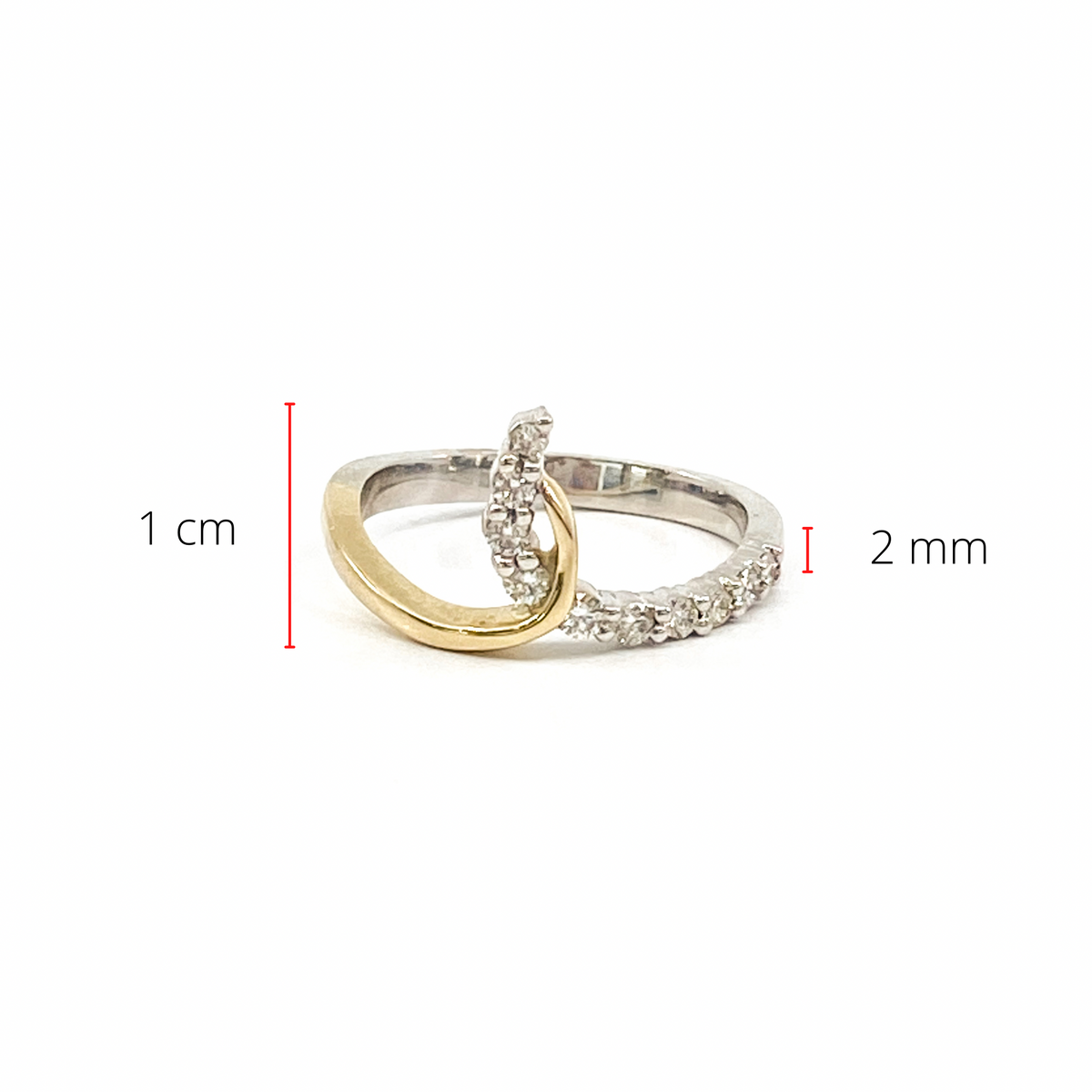 Anillo de diamantes de 0,25 quilates en oro blanco y amarillo de 10 quilates, talla 6,5