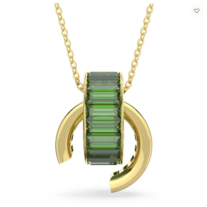 Swarovski Matrix Pendant Baguette Cut, Green, Gold-tone Plated 5639629- Discontinued