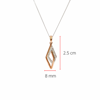 Colgante de diamantes de 0,08 quilates en oro blanco y rosa de 10 quilates, 18"