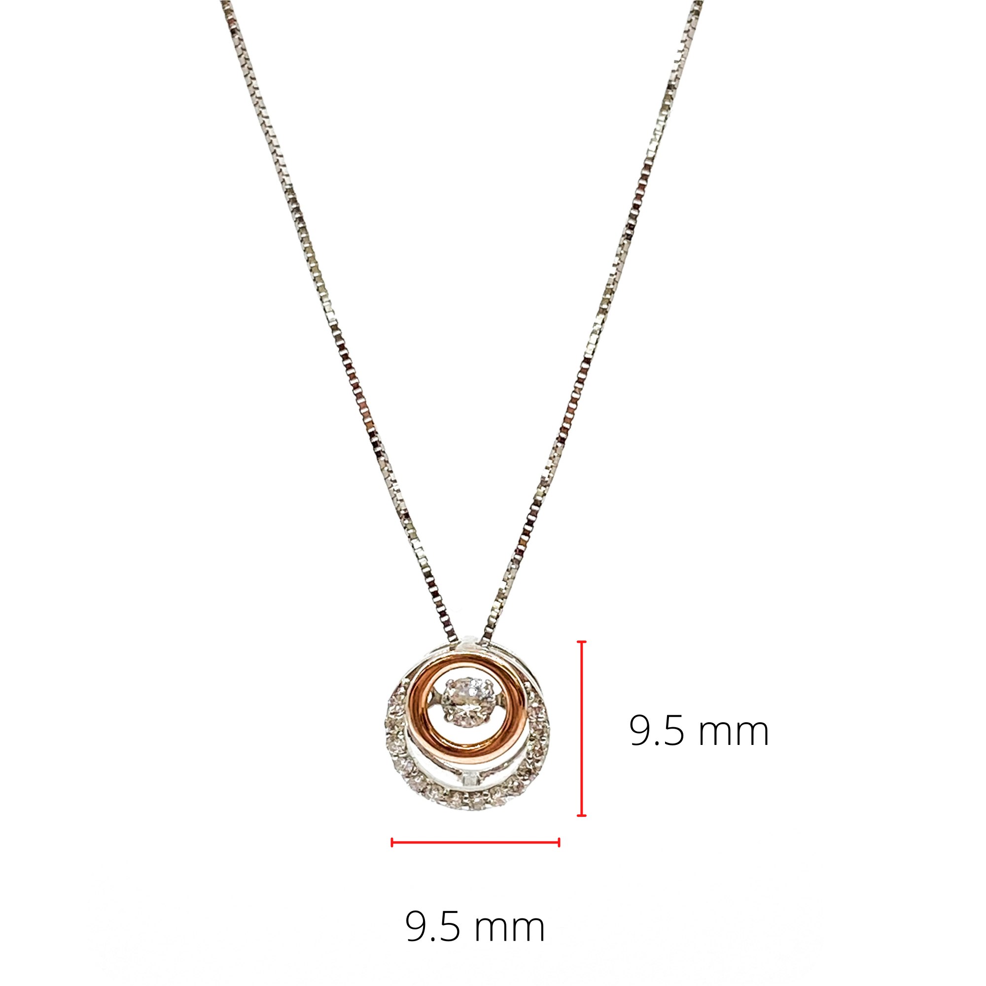 10K White & Rose Gold 0.38cttw Diamond Eternity / Double Circle Necklace, 18"