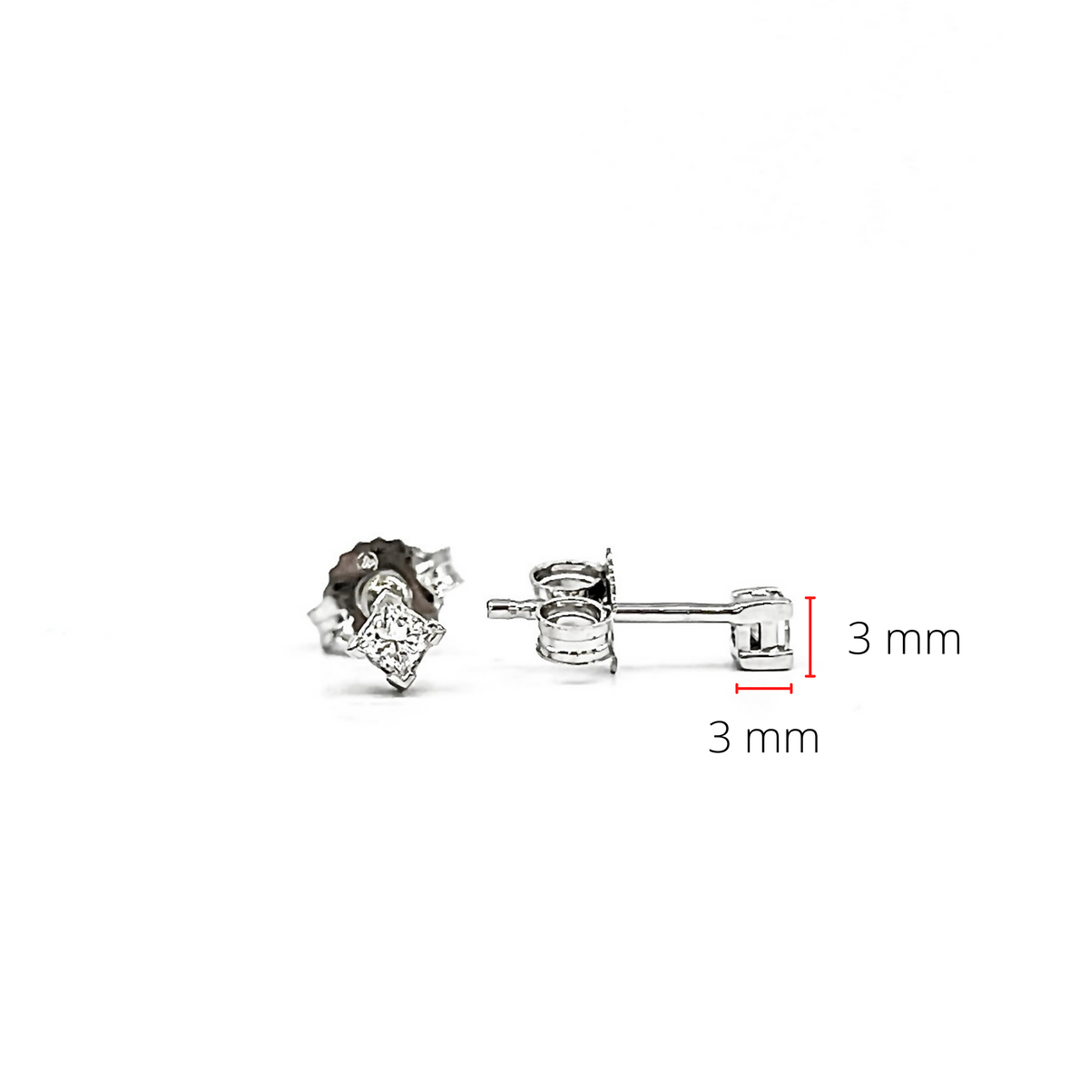 14K White Gold 0.20cttw Princess Cut Canadian Diamond Earrings