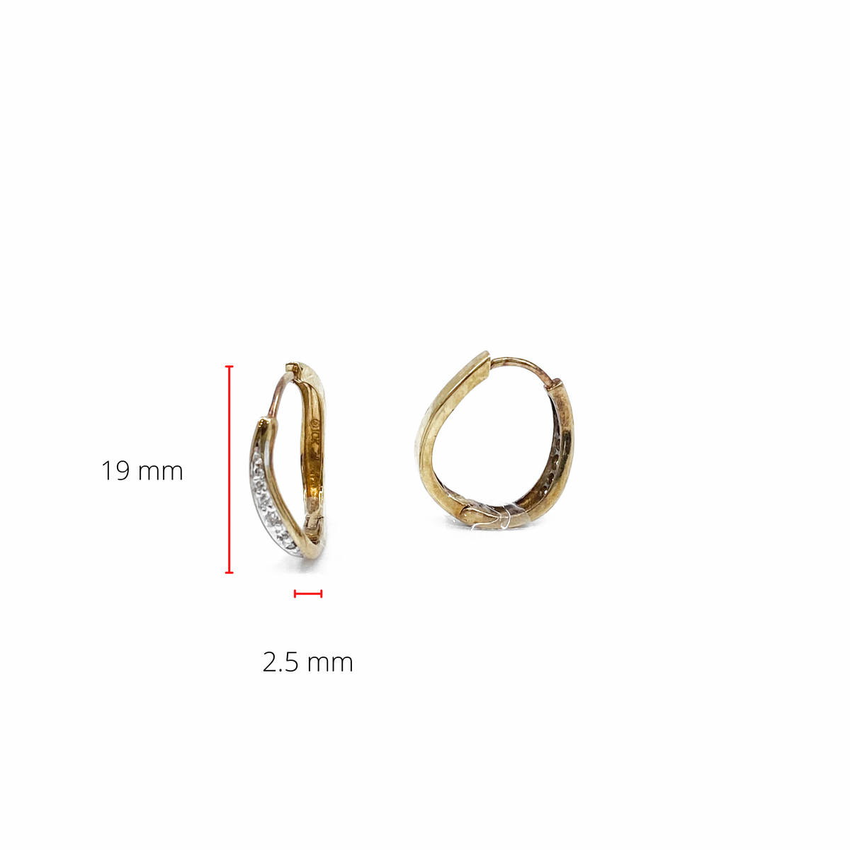 10K Yellow Gold 0.12cttw Diamond Hoop Huggie Hinged Earrings