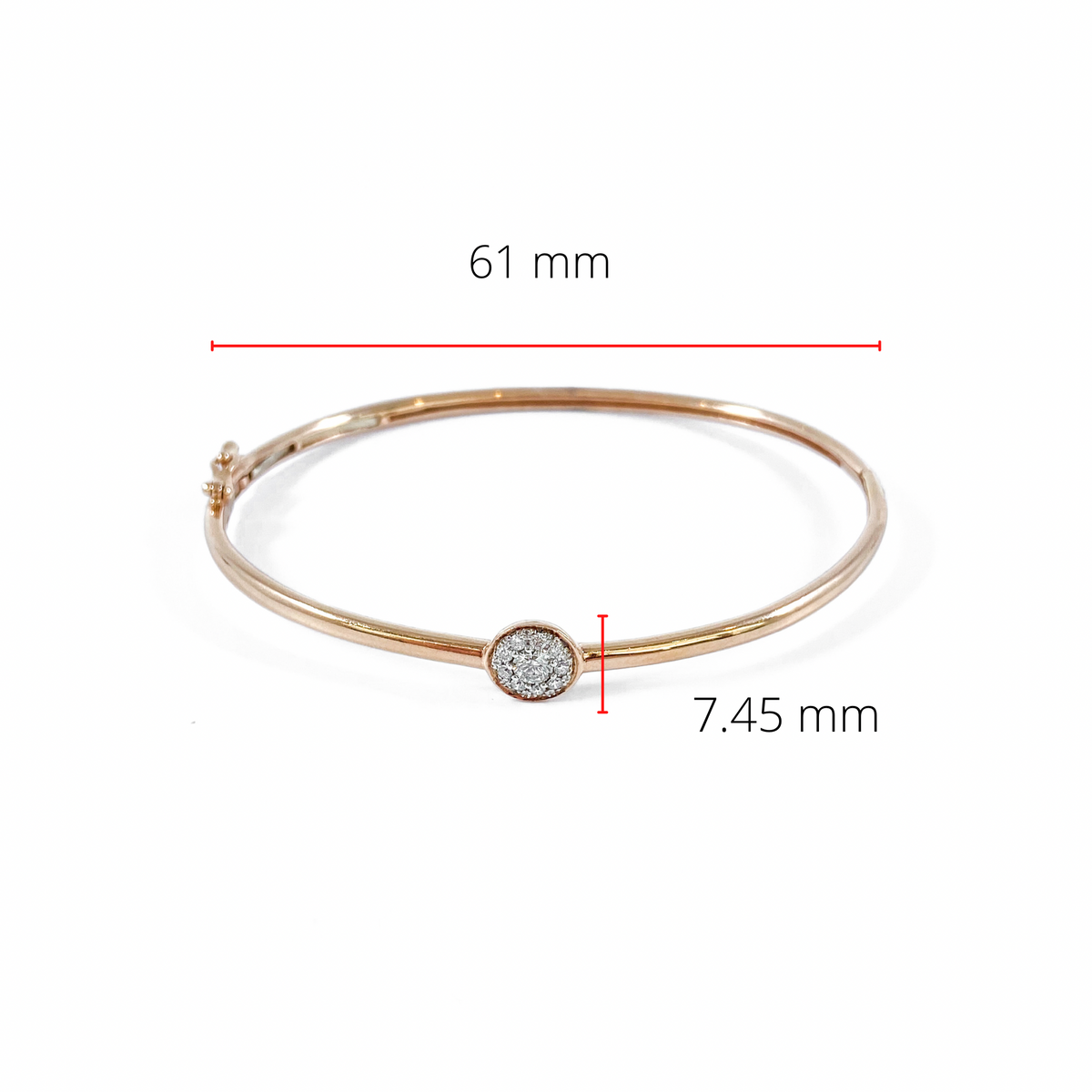 10K Rose Gold 0.25cttw Diamond Bangle, 7&quot;