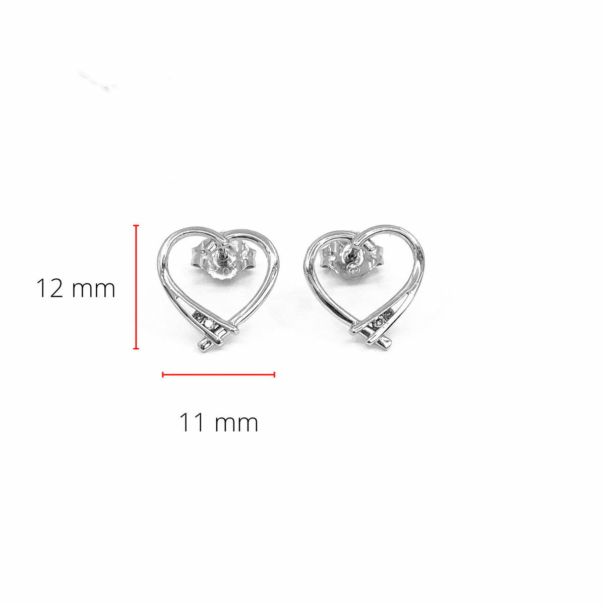 10K White Gold 0.02cttw Diamond Heart Stud Earrings