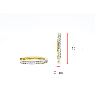 Aretes tipo argolla con diamantes de 0,15 quilates en oro amarillo de 10 quilates