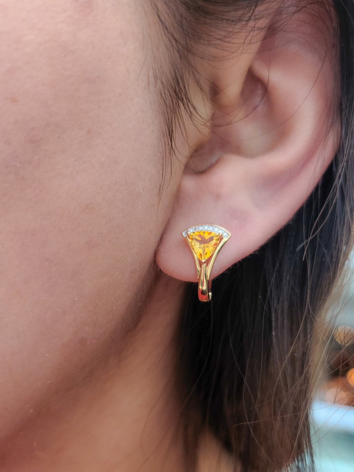10K Yellow Gold Citrine &amp; Diamond Earrings