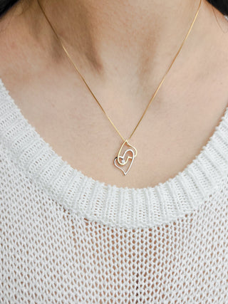 Collar de corazón de diamantes en oro de 10 quilates en dos tonos - 18"