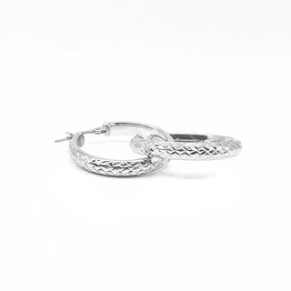 Aros grabados en oro blanco de 10 quilates - 30 mm