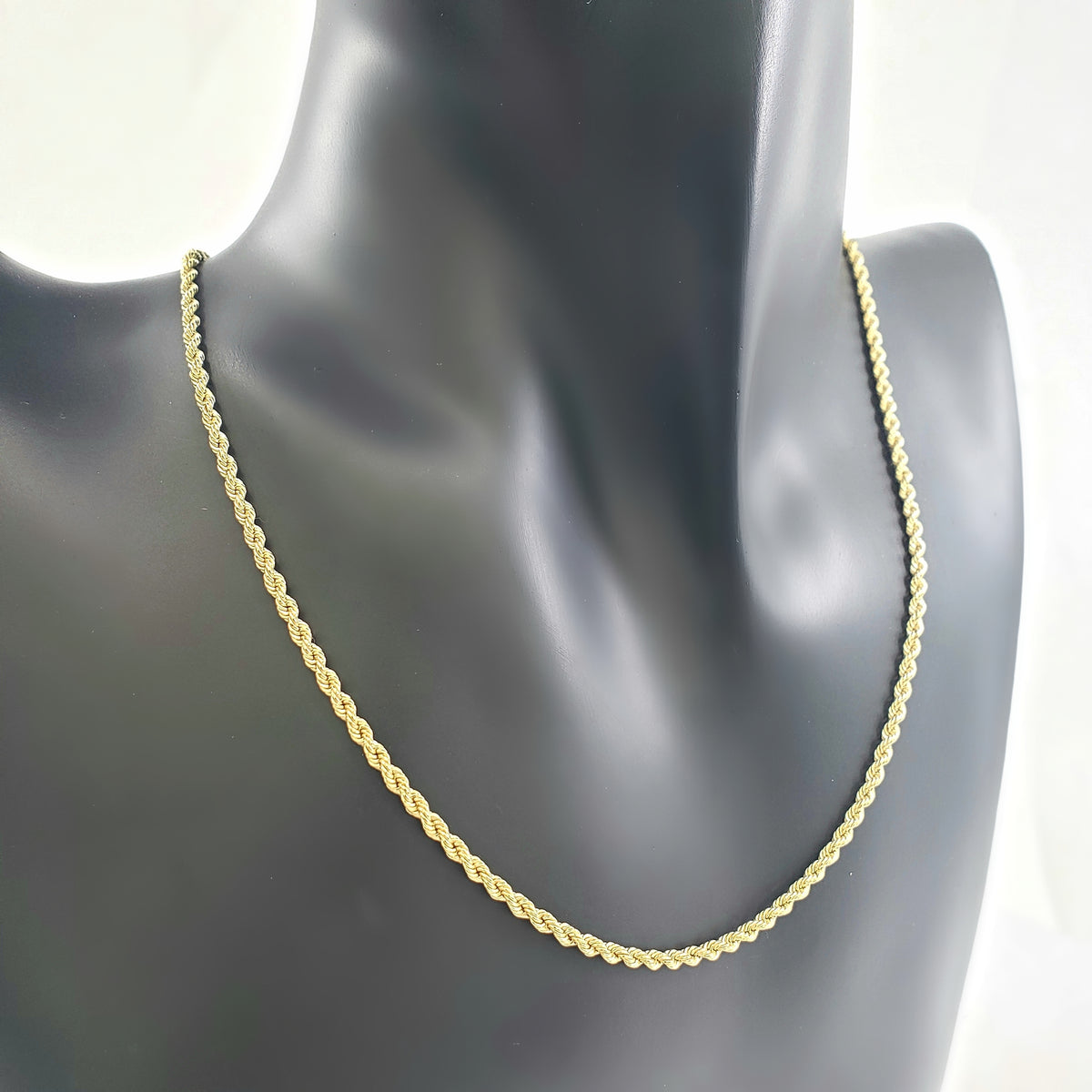 10K Yellow Gold 2.15mm Hollow Rope Chain with Spring Clasp - 22 Inches