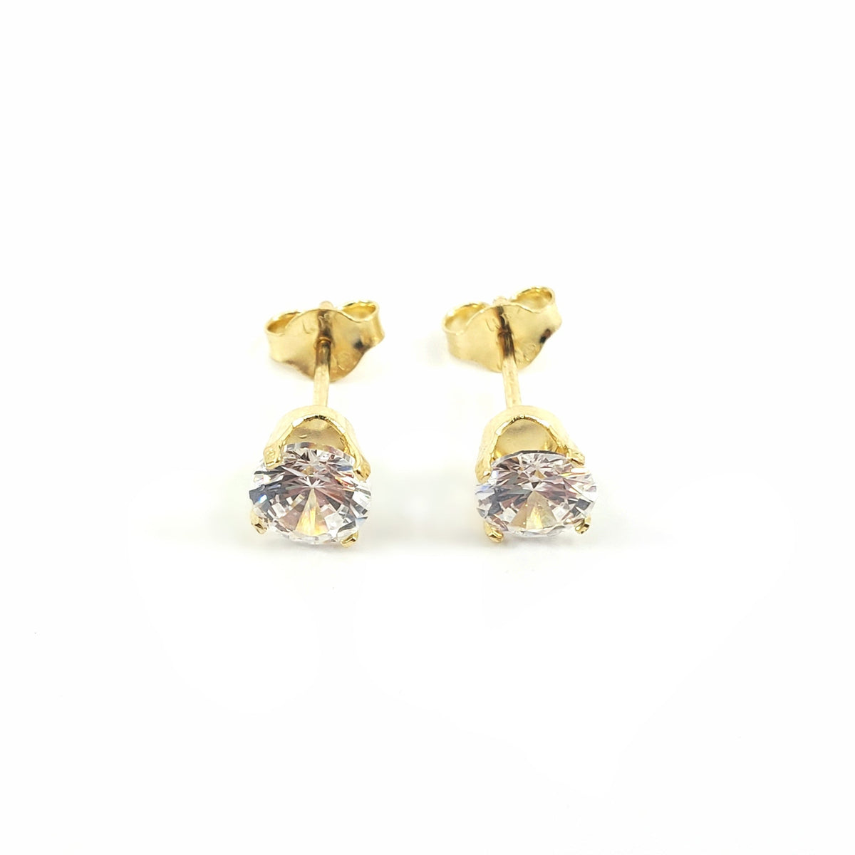 10K Yellow Gold Cubic Zirconia Stud Earrings - 3mm