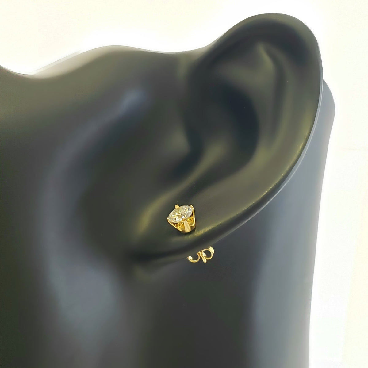 10K Yellow Gold Cubic Zirconia Stud Earrings - 3mm