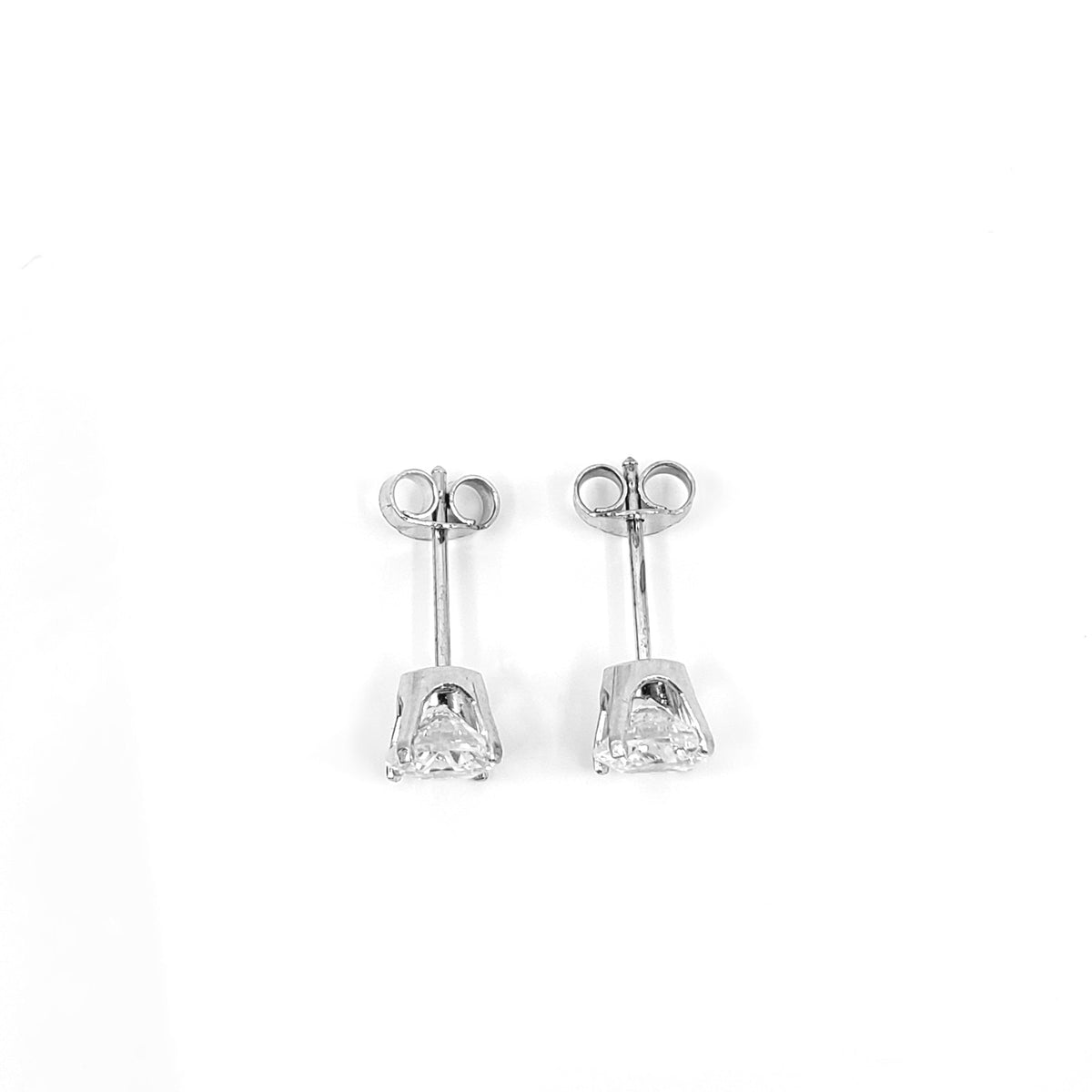 10K White Gold Cubic Zirconia Earrings - 3mm