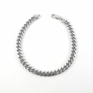 925 Sterling Silver Miami Cuban Rhodium Plated Bracelet with Lobster Clasp - 9 Inches