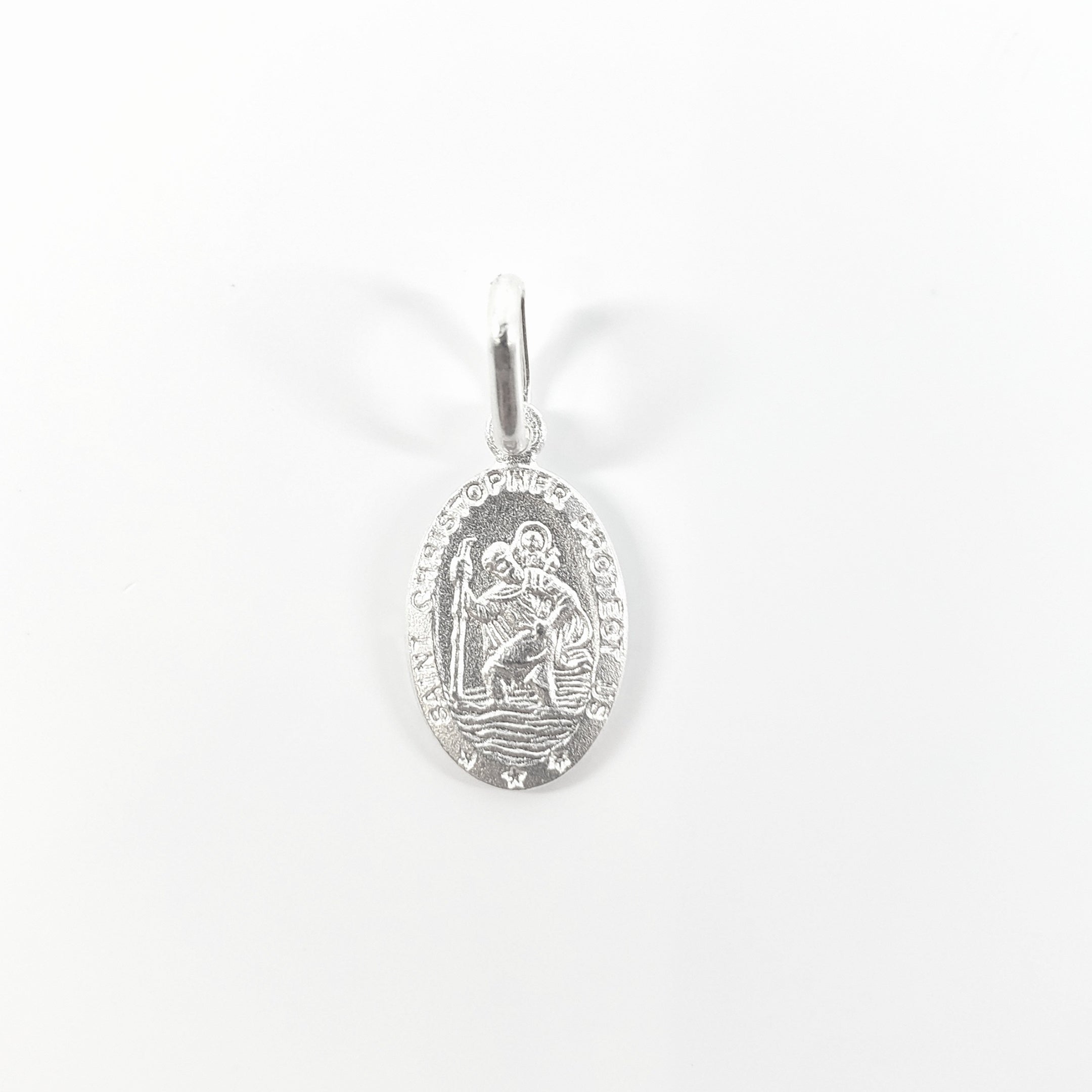 925 Sterling Silver Oval Shaped Detailed St. Christopher's Pendant