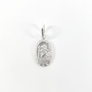 925 Sterling Silver Oval Shaped Detailed St. Christopher's Pendant - 18.4mm x 10.7mm