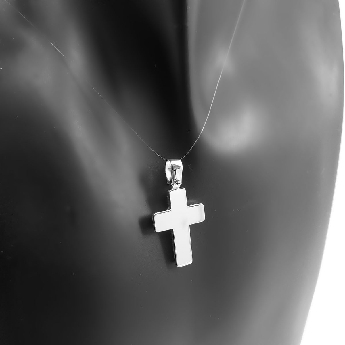 10K White Gold Cross Charm - 17mm x 13mm