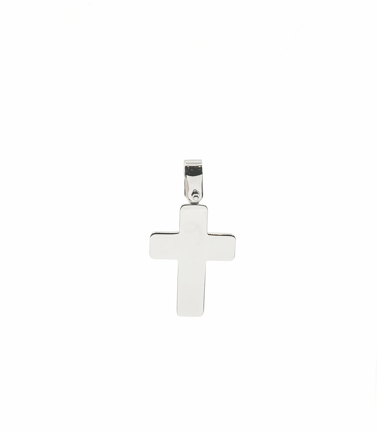 10K White Gold Cross Charm - 17mm x 13mm