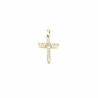 Cruz de circonio cúbico de oro amarillo de 10 quilates - 16 mm x 10 mm