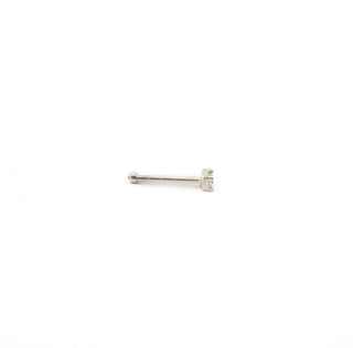 Pendientes de nariz de oro blanco de 14 quilates con diamantes de 0,03 quilates y 4 garras 