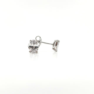 Plata de ley 925 con circonita cúbica ovalada y ajuste de 4 garras, 7 mm x 5 mm