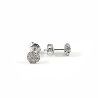 Pendientes de plata de ley 925 con circonita cúbica y forma de corazón, 7 mm x 7 mm