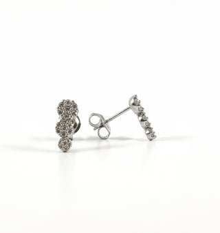 Pendientes colgantes de 3 niveles con circonita cúbica de plata de ley 925, 12 mm x 5 mm