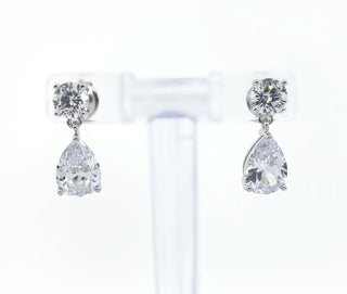 Pendientes colgantes de circonita cúbica en forma de lágrima de plata de ley 925, redondos de 5,5 mm y 7 mm x 10,5 mm, 17,5 mm x 7 mm