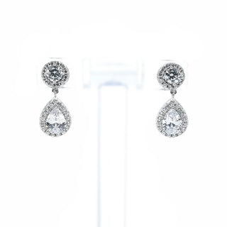 Pendientes colgantes de plata de ley 925 con circonita cúbica, 20 mm x 8,5 mm