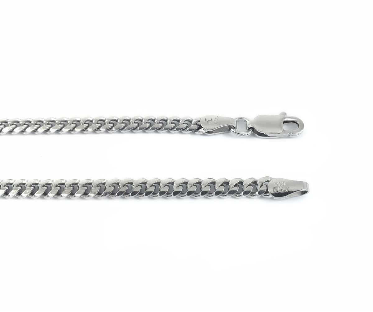 925 Sterling Silver 6.8mm Rhodium Plated Miami Cuban Chain - 22 Inches