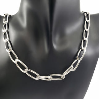 Cadena de clip de papel con corte de diamante de seis lados chapada en platino de 8,30 mm de plata de ley 925 - 24 pulgadas 