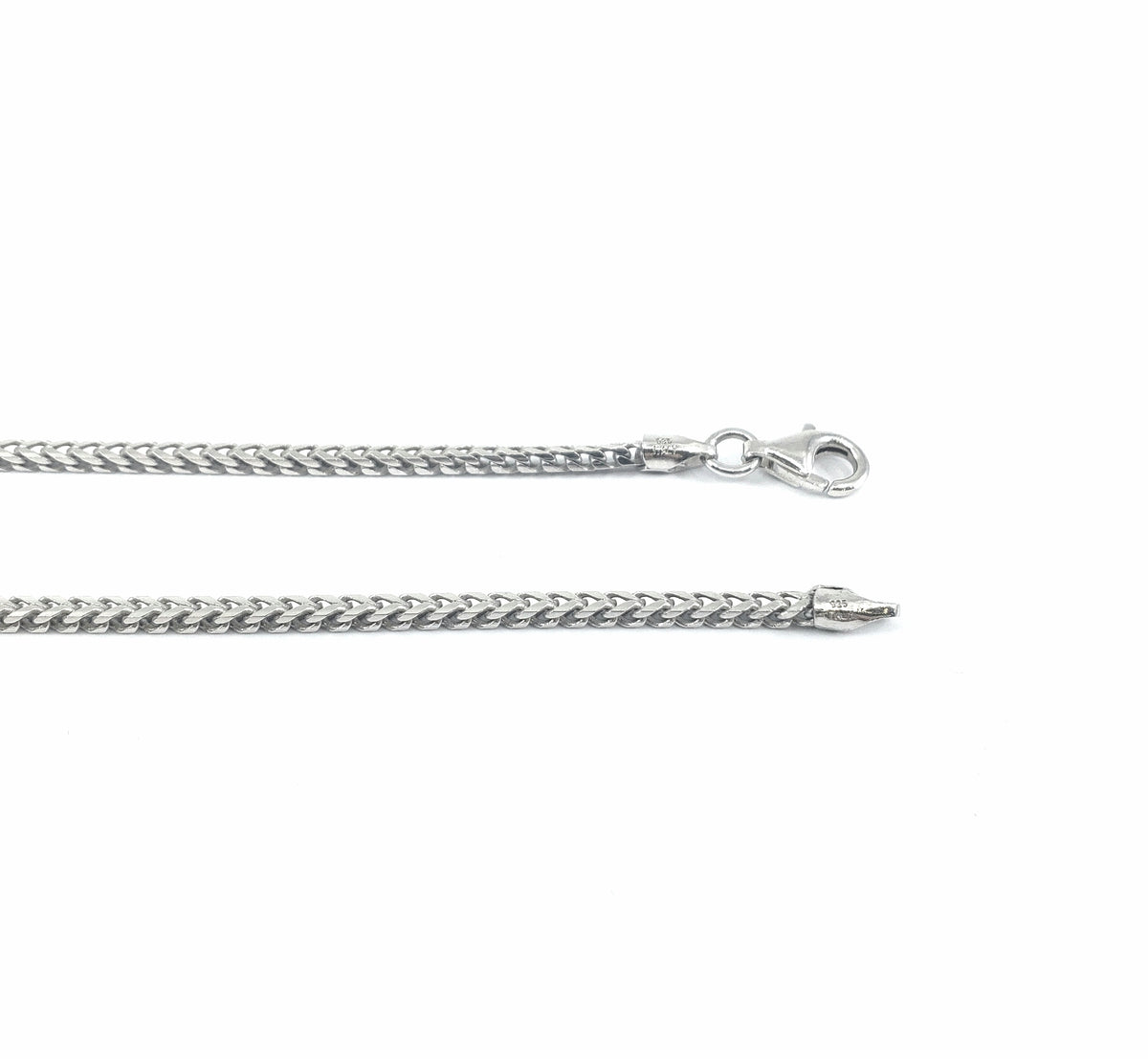 925 Sterling Silver 2.6mm Rhodium Plated Franco Chain - 22 Inches