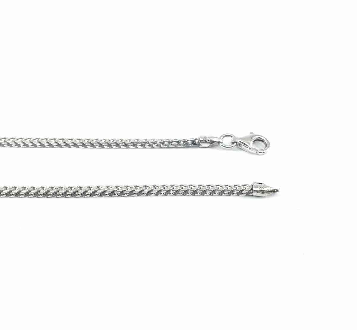 925 Sterling Silver 2.7mm High Rhodium Plated Franco Chain - 22 Inches