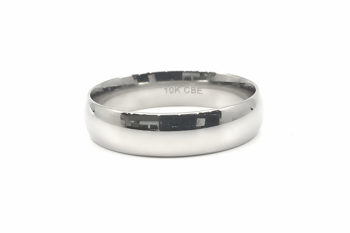 10K White Gold 3mm Comfort Fit Wedding Band - Size 6