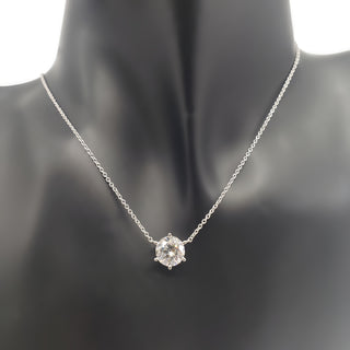 Collar con solitario de circonita cúbica de 8 mm de plata de ley 925, 18 pulgadas