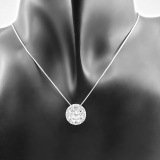 Collar con halo de circonita cúbica de 8 mm de plata de ley 925, 18 pulgadas