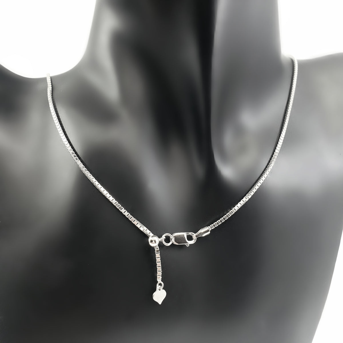 Adjustable Sterling Silver Box Chain 16&quot; - 24&quot;