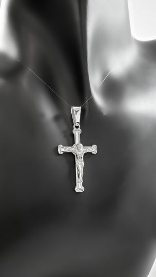 925 Sterling Silver 33mm x 20mm Hollow Crucifix Cross Charm - Large