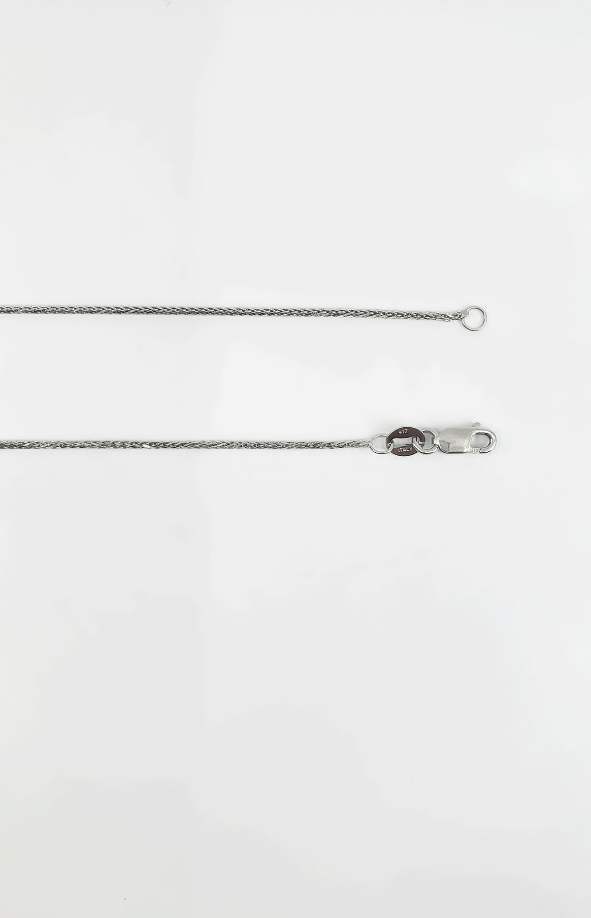 10K White Gold 0.80mm Wheat Chain with Spring Clasp - 16 Inches