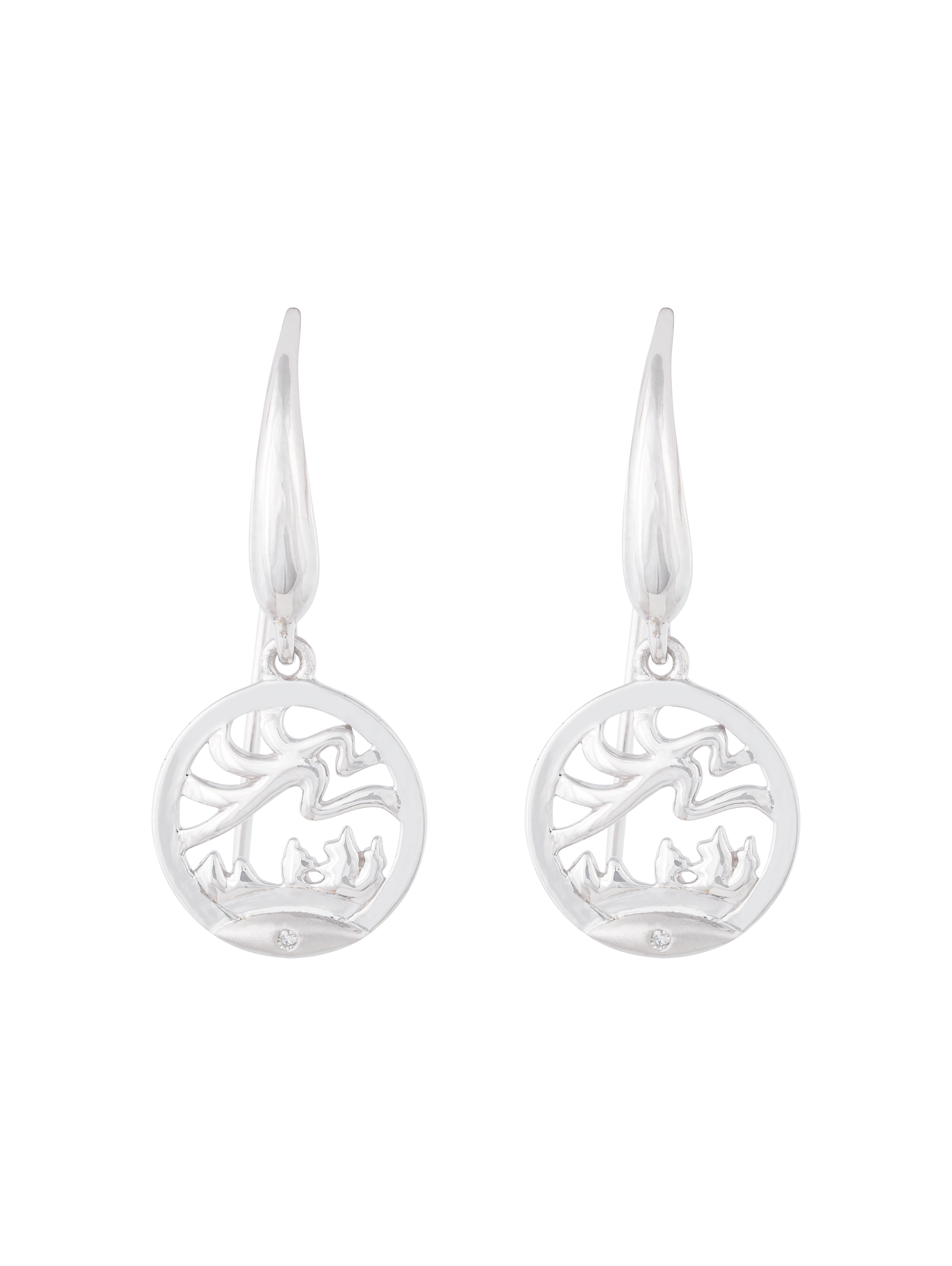 925 Sterling Silver 0.01cttw Canadian Diamond Aurora Dangle Earrings