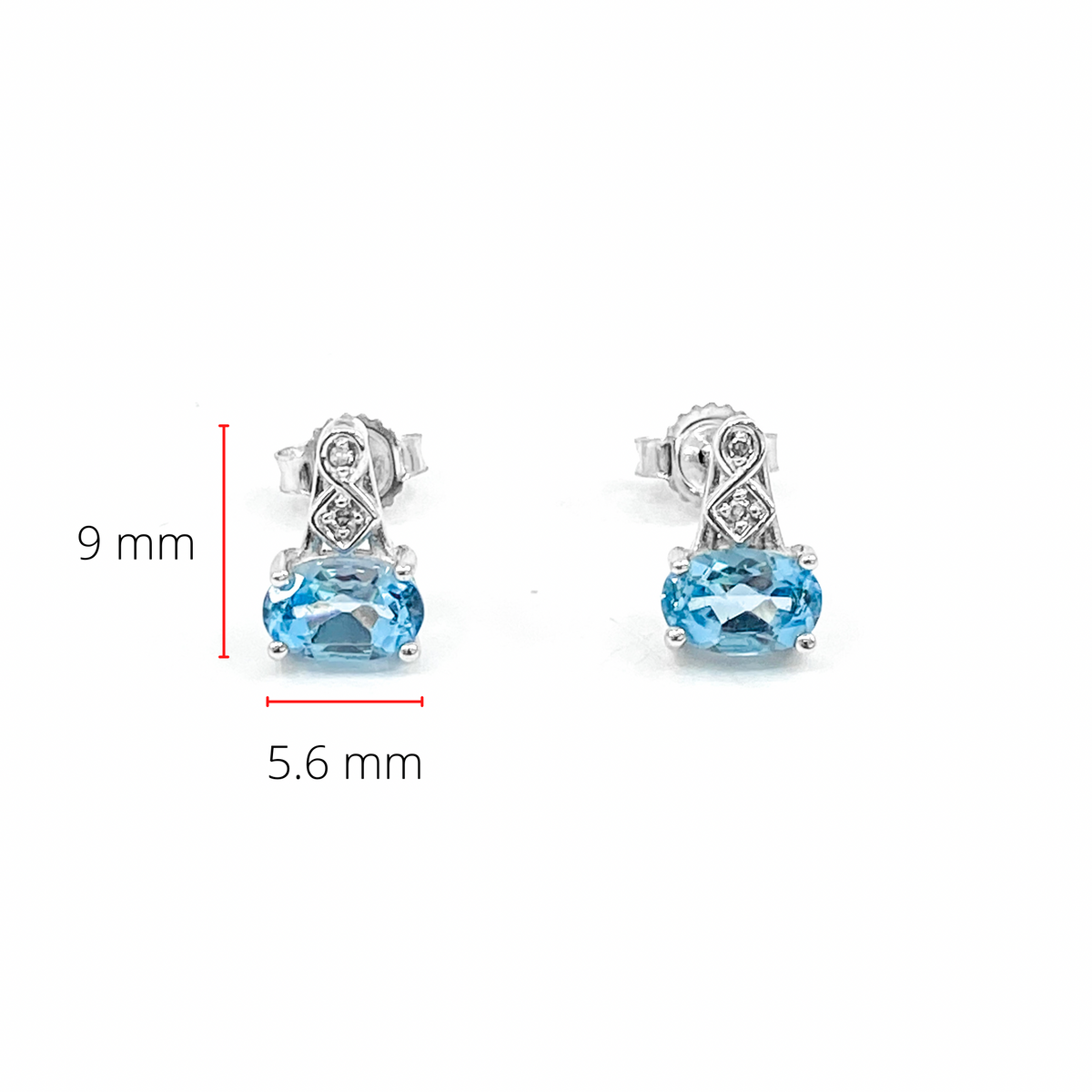 10K White Gold 1.20cttw Genuine Blue Topaz and 0.02cttw Diamond Earrings
