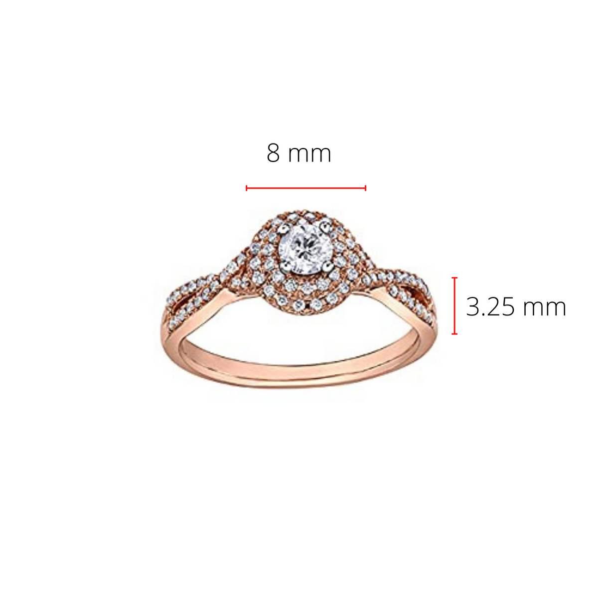 10K Rose Gold 0.23cttw Canadian Diamond Ring, size 6.5