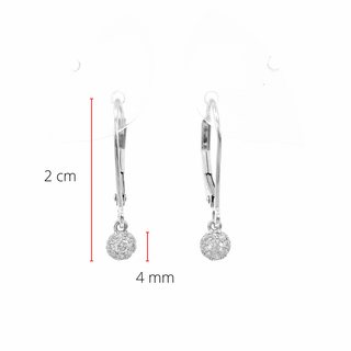 Aretes con cierre de palanca y diamantes de 0,13 quilates en oro blanco de 10 quilates