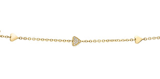 Pulsera de tenis en forma de corazón con diamantes de 0,05 quilates en oro amarillo de 10 quilates, 7"
