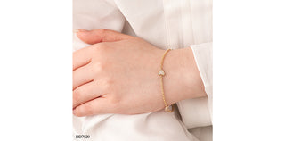 Pulsera de tenis en forma de corazón con diamantes de 0,05 quilates en oro amarillo de 10 quilates, 7"
