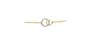 Brazalete de tenis de eternidad/doble círculo con diamantes de 0,09 quilates en oro amarillo de 10 quilates, 7"