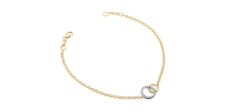 Brazalete de tenis de eternidad/doble círculo con diamantes de 0,09 quilates en oro amarillo de 10 quilates, 7"
